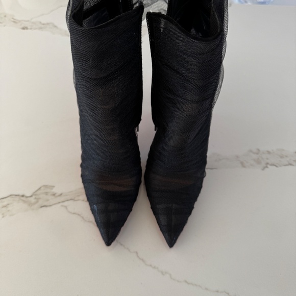 CHRISTIAN LOUBOUTIN  Tulle Nappa Libellibooty 100 Ankle Boots 39 Black - Picture 6 of 7